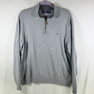 Vineyard Vines Quarter Zip Sweater Pullover In Heather Grey Men’s Size Large